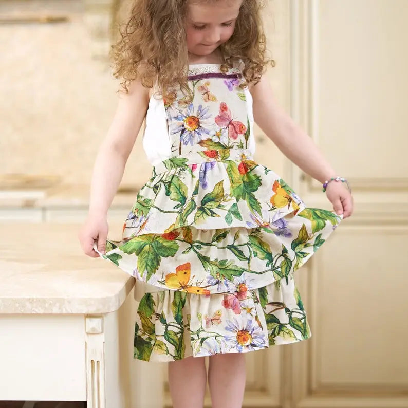 Handmade Floral Ruffle Kids Apron