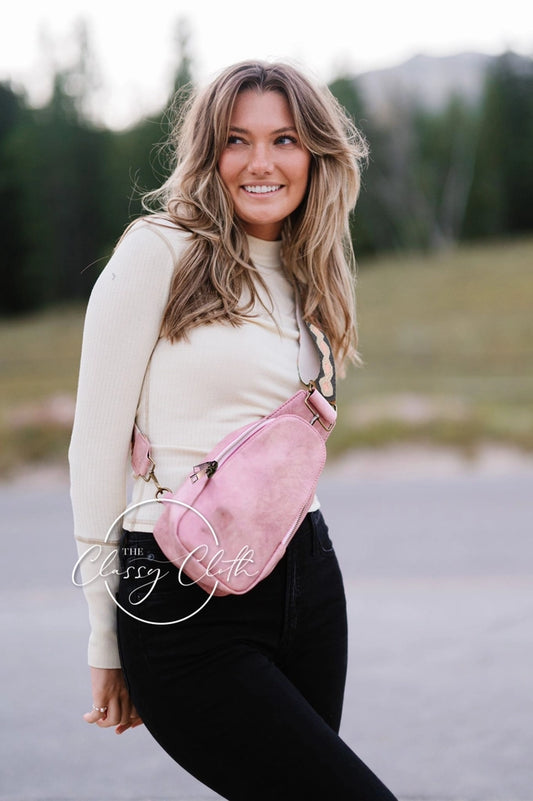 Shoulder Sling Bag, Powdered Pink