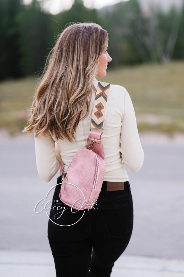 Shoulder Sling Bag, Powdered Pink