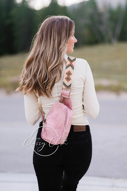 Shoulder Sling Bag, Powdered Pink