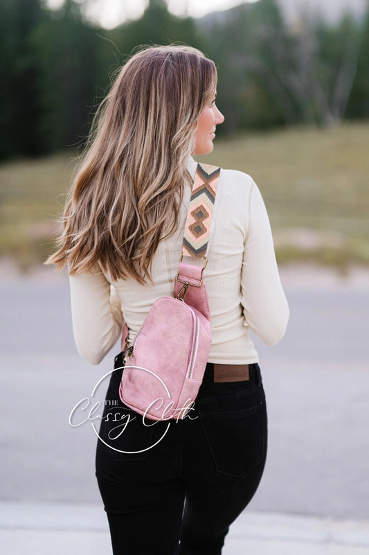 Shoulder Sling Bag, Powdered Pink