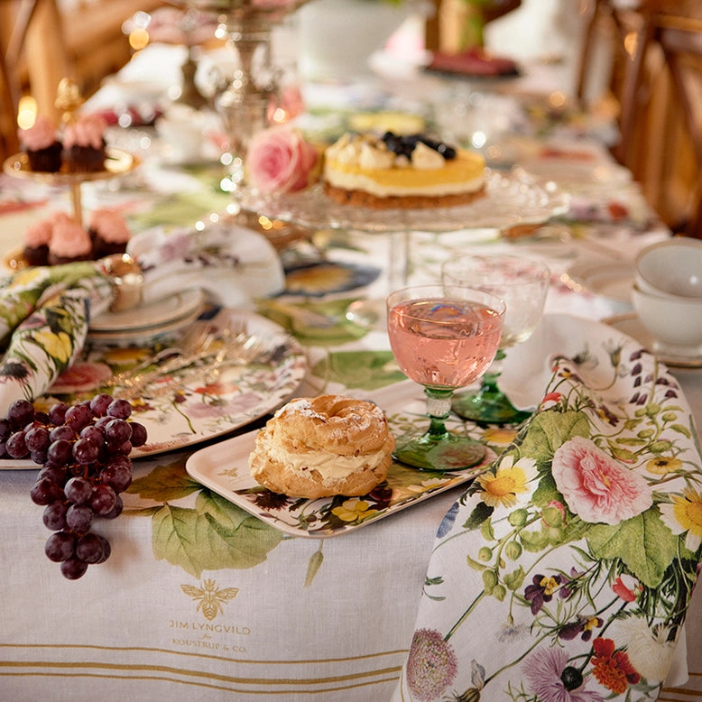 Luxury Linen Flower Garden Tablecloth