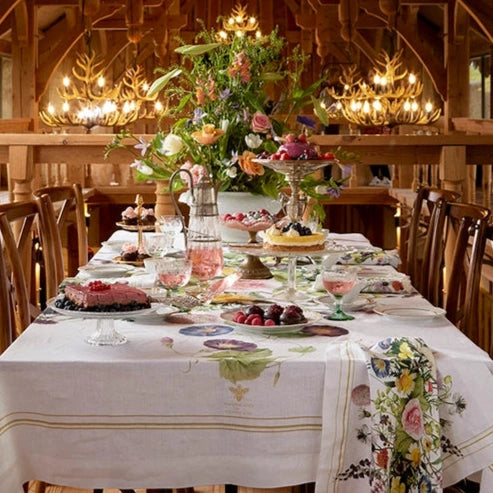 Luxury Linen Flower Garden Tablecloth