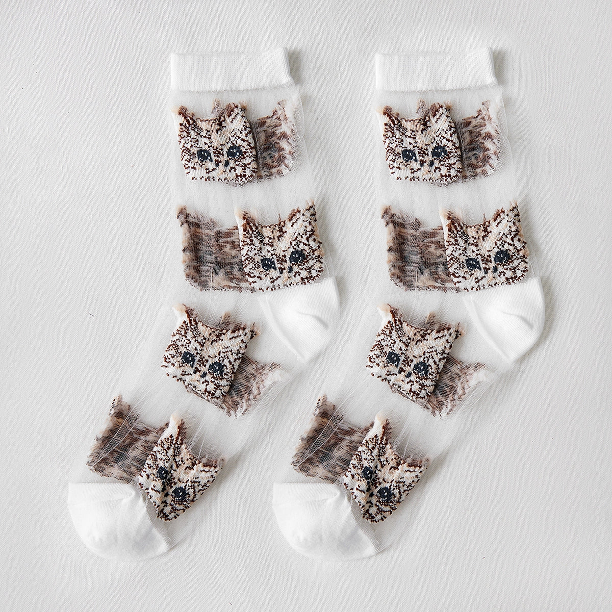 Whiskie White Sheer Cat Socks