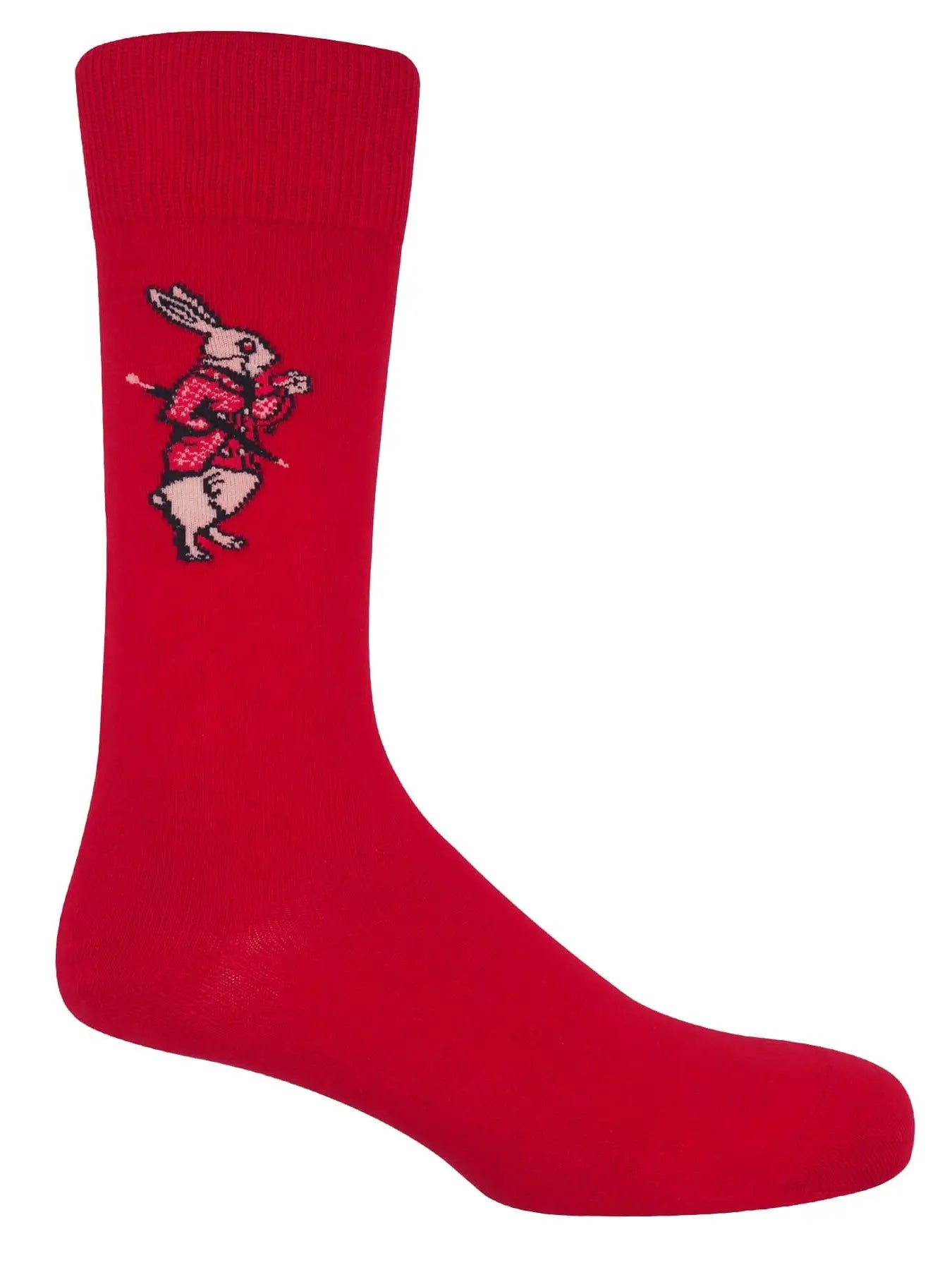 Men's Luxury Cotton Socks, Alice's in Wonderland White Rabbic