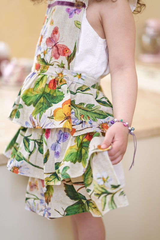 Handmade Floral Ruffle Kids Apron