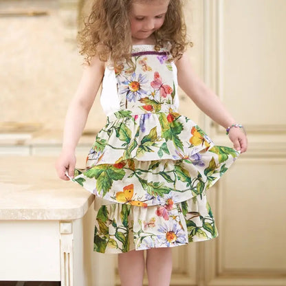 Handmade Floral Ruffle Kids Apron