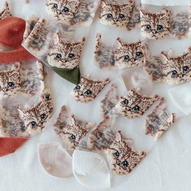 Whiskie White Sheer Cat Socks