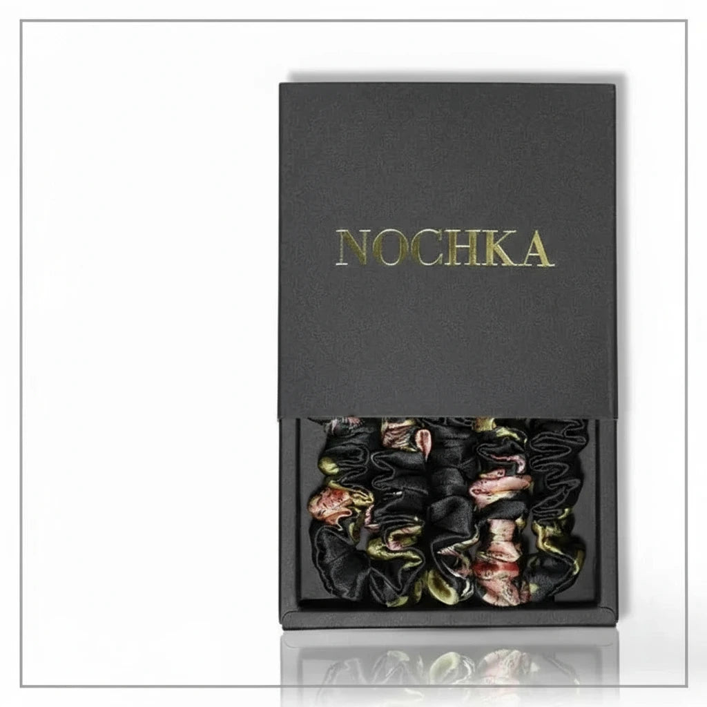 Ultra-Thin Pure Mulberry Silk Botanical Scrunchy Set