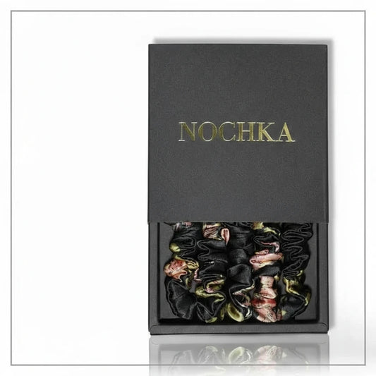 Ultra-Thin Pure Mulberry Silk Botanical Scrunchy Set