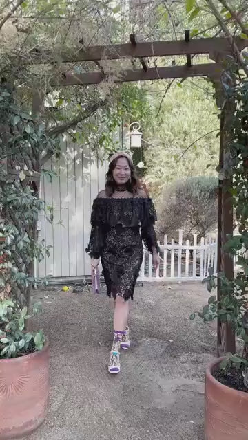 Floral Sheer Crew Sock - Luscious Purple